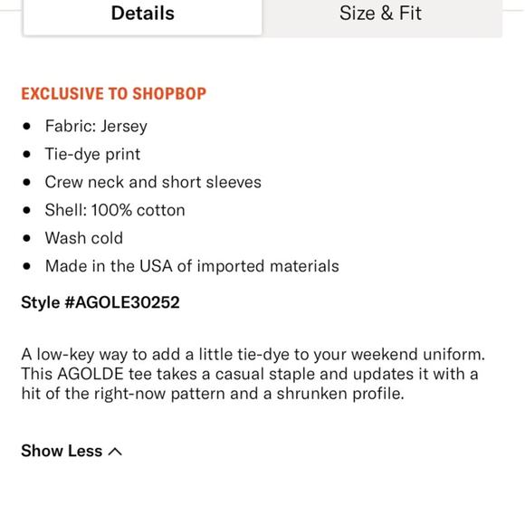 NWOT Agolde Premium Tye Dye Baby Tee Sz X Small - Picture 6 of 12